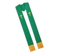 Msioytog Estola de banda para clero de la Iglesia con borlas cruzadas bordadas para pastores, sacerdotes, accesorio para ceremonia religiosa, estola bordada