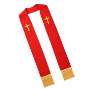 Msioytog Estola de banda para clero de la Iglesia con borlas cruzadas bordadas para pastores, sacerdotes, accesorio para ceremonia religiosa, estola bordada