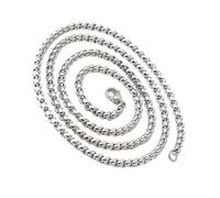 Msioytog Joyería de Hip Hop para hombres modernos Collar de perlas cuadradas Diseño de cadena de acero inoxidable Uso diario de Regalo unisex Cadena de perlas cuadradas de acero inoxidable