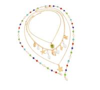 Msioytog Juego de collar de conchas marinas, 4 piezas de de materiales mixtos, elegante conjunto de collar de conchas para un atuendo elegante en, collar apilable de conchas de