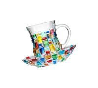 Msioytog Juego de vasos para beber de arte abstracto moderno, resistente calor, apto para lavavajillas, accesorios para funciones sociales, taza única para beber, vaso de licor colorido