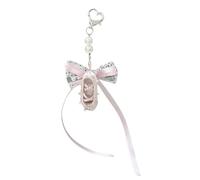 Msioytog Llavero de ballet multiusos con dijes, colgante, diseños de cinta, accesorio de portátil para llaves y bolsos, decoración, llavero de perlas de encaje