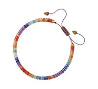 Msioytog Pulsera tejida minimalista de piedras naturales y cuentas que promueven perspectivas positivas y pulsera multicolor de versátil