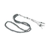 Msioytog Rosario de granos de hematita Joyería de muñeca Cuentas y borlas Joyería espiritual para meditaciones devocionales Rosario de hematita hecho a mano