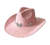 Msioytog Sombrero de fieltro con cadena de, ancha, sombrero de disfraz a prueba de para fiesta, festival de música, celebración, sombreros de ante esenciales