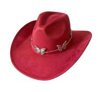 Msioytog Sombrero de fieltro con cadena de, ancha, sombrero de disfraz a prueba de para fiesta, festival de música, celebración, sombreros de ante esenciales