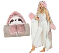 MSISILY Manta perezosa con mangas y capucha, regalo perezoso para mujeres, manta personalizada de franela portátil manta mullida