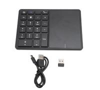 Msiud 2 en 1 Teclado Numérico Inalámbrico, Almohadilla de Número de Diente Azul Negro con 2.4G Touchpad y Tipo C Carga, Keyboard de Contabilidad Financiera de 500 MAh 22 Teclas para PC (Negro)