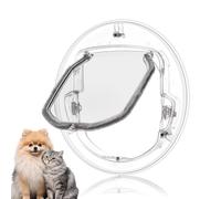 Msiud ABS Gateras Ventana Gato 4 vías de Bloqueo Redondas Mascotas Puerta | 4 vías bloqueo, ABS acrílico resistente, 30x30x2cm, apta interior exterior, fácil instalación para gatos y cachorros