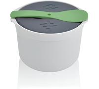 Msiud Arrocera para Microondas, 2L Olla Pasta Con Colador Vaporera Cocinar Arroz y Granos Material PP de Grado Alimenticio Juego Olla Al Apto Lavavajillas Cocina Hasta 6 Tazas (Verde)