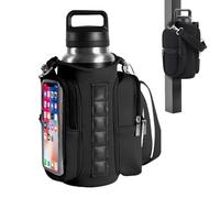 Msiud Bolsa magnética para botella de agua, ajustable, para gimnasio, soporte para teléfono con 6 imanes fuertes, bolsillo para pantalla táctil, manos libres, bolsa deportiva para viajes, se adapta a