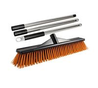 Msiud Cepillo Exterior de 42 cm, Escoba de Calle con Mango de Acero Inoxidable de 139cm para Limpieza de Jardín, Patio y Garaje, Escoba Industrial Resistente para Césped Artificial y Aceras