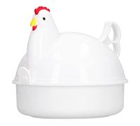 Msiud Huevera Cocedor, Hervidor de Huevos para Microonda Forma Gallina Mini Caldera Vapor Aleación Aluminio Cazador Furtivo La Cocina Casera Blanco 4 Huevo Microondas Adecuado Cocina Fitness