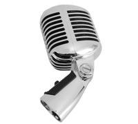 Msiud Micrófono Vintage, Ritmo Giratorio de Autolodidad de Aleación de Micro Zinc de Aleación Retro, Micrófono Cardioide Clásico Profesional con Sonido para KTV Stage Live Performance (Plata)