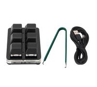 Msiud Mini Teclado Mecánico Programable, 6 Llave en Caliente Gaming Macro Almohadilla de Juego USB con una Mano Compacto y Portátil para Edición de Video y Diseñadores Enchufes (Negro)