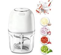 Msiud Picadora Eléctrica 350ml con 6 Cuchillas de Acero Inoxidable, Mini Trituradora de Alimentos Portátil USB de 18000 RPM con Sistema de Bloqueo, Procesador de Vegetales Carne Ajo para Viajes Cocina
