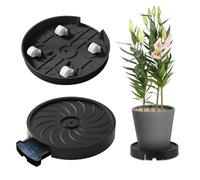 Msiud Plant Caddy con Ruedas, 30cm Diámetro Soporte Rodante Plantas 4 Ruedas Carrito Macetas Contenedor de Agua Bandeja Rodillo Flores Interior Exterior Resistente Agua a Congelación y a Rayos UV