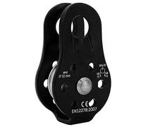 Msiud Polea de Escalada 26 KN, Poleas Cuerda única para Trabajo Pesado, Alta Resistencia Bloque Polea, Rodamiento Enganche Orificio Cuerdas Fijas Aluminio Montañismo Al Aire Libre (Negro)