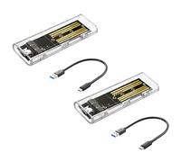 Mskidand 2 fundas M2 SSD M.2 NVME, carcasa portátil USB 3.1 tipo C, SSD transparente, 5 Gbps para PC