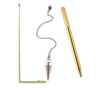 Mskidand 3 varillas de adivinación de cobre y péndulo radiestesia, 2 varillas retráctiles paranormales y 1 colgante de péndulo dorado