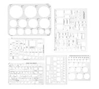 Mskidand 6 plantillas circulares para dibujar, plantillas de forma geométrica, regla de medición cuadrada para dibujo de encofrado de edificios