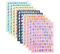 Mskidand 880 piezas de 10 hojas de calcomanías de letras coloridas autoadhesivas del alfabeto para manualidades, álbumes de recortes, regalos