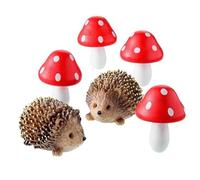 Mskidand Accesorios de Hadas de Jardín, Erizos de Resina y Decoraciones en Miniatura de Setas de Madera para Manualidades de Bonsái