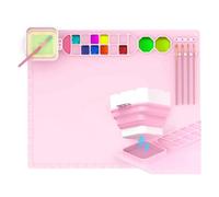 Mskidand Alfombrilla de silicona para pintura con taza, 5 herramientas de limpieza de pinceles, 50,8 cm x 40,6 cm, alfombrilla grande para artista, adecuada para resina, bricolaje