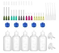 Mskidand Botella Aplicadora con Punta de Precisión de Pegamento de 100 Ml, Botella Exprimidora con Punta de Aguja y Engrasador de Aguja de Calibre 14, 16, 18, 20 y 25