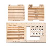 Mskidand Calibre de aguja de tejer de madera de 3 estilos y regla, herramienta de tejer de tarjeta de control para hiladores, herramientas de medición de hilo