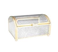 Mskidand Cofre del tesoro, caja de joyería de cristal, organizador de joyas para almacenamiento de anillos, aretes, pequeño