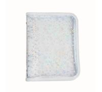 Mskidand Funda para carpeta de presupuesto A5 con cremallera, diseño de estrellas con purpurina A5, planificador de 6 anillas, PVC transparente, recargable, color azul claro