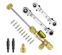 Mskidand Herramienta de instalación de extracción de núcleo de válvula y juego de llaves de servicio HVAC, llave de refrigeración con adaptadores de broca, 10 piezas de núcleo de válvula, fácil de