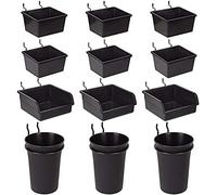 Mskidand Juego de 12 recipientes para tablero de clavijas con ganchos y bucles, accesorios organizadores surtidos, kit de sistema de organización de herramientas