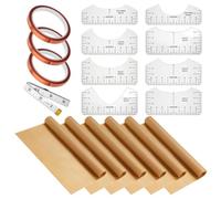 Mskidand Juego de 18 hojas de PTFE para calor de 12 x 16 pulgadas, regla de alineación de camisetas y cinta métrica