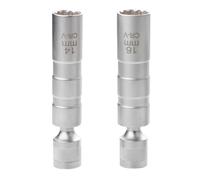Mskidand Juego de 2 llaves magnéticas de 14 mm y 16 mm para extracción de bujías de 3/8 pulgadas, 12 puntos, S