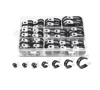 Mskidand Juego surtido de 60 abrazaderas de cable, abrazaderas de tubo de goma de acero inoxidable 304, abrazadera de manguera tipo R, 7 tamaños