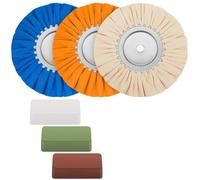 Mskidand Kit de pulido de rueda de aluminio para pulir vías respiratorias, 6 unidades, 8 pulgadas, brida segura en diámetro, eje de 5/8 pulgadas para amoladora angular