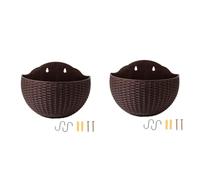 Mskidand Maceta semicircular grande de imitación de ratán de estilo europeo, color marrón