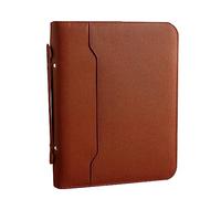 Mskidand Organizador de cartera con cremallera, carpeta de cuero para portafolio, carpeta profesional de negocios, organizador para documentos (marrón)