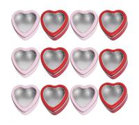 Mskidand Paquete de 12 latas de metal en forma de corazón con tapa para hacer velas, latas de velas de 2 onzas con tapas