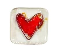 Mskidand Tarjeta de cristal con forma de corazón, tarjeta de recuerdo, tarjeta de bolsillo de cristal fusionado, ficha de bolsillo, color rojo