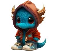 Mskmnkot Dragon Ornament Hooded Dressed Simulation Cartoon 5inch Resin Dragon Statue Cute Unfading Home Office Tabletop Shelf Decor for Halloween Christmas Coffee Christmas