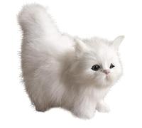 Mskmnkot Realistic Cat Cute Standing Cat Plush Simulated Artificial Faux Fur Doll Decorative Detailed Fake Photography Prop, White Doll
