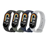Msksjer 4 Piezas Correas Compatible con Correa Xiaomi Mi Band 10/9/Xiaomi Mi Band 8 Mujer y Hombre, Pulseras Deportivas de Silicona Blanda para Mi Band 10/9/8, Negro/Gris/Azul Marino/Verde Marino