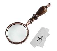 MSLAN Lupa, 10X de Cobre Antiguo de Mano con Mango de Madera y Vidrio Real, la Mejor Lupa de Lectura para Ancianos, degeneración Macular