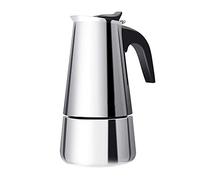 MSLing moka de acero inoxidable, expreso con placa de cocción, moka de 4 tazas, clásica, acero inoxidable, apta para cocinas de inducción