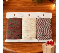 MSLSOZ 3 cuerdas de Navidad de 50 m, cuerda de algodón de 2 mm, rojo, verde y blanco, para decoración de manualidades, envoltura de regalos, decoración de Navidad (total 150 m).