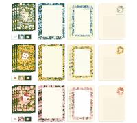 MSLSOZ Juego de escritura de cartas para niños, 3 estilos de papel de escritura y sobres con estampado de animales, juego de papelería Kawaii para niños y amantes de la escritura