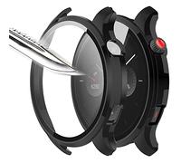 Msm-case [2 piezas Película protectora de pantalla negro con vidrio templado para,estuche para PC con dureza 9H, parachoques, estuche protector completo delgado para inteligente Amazfit GTR 4